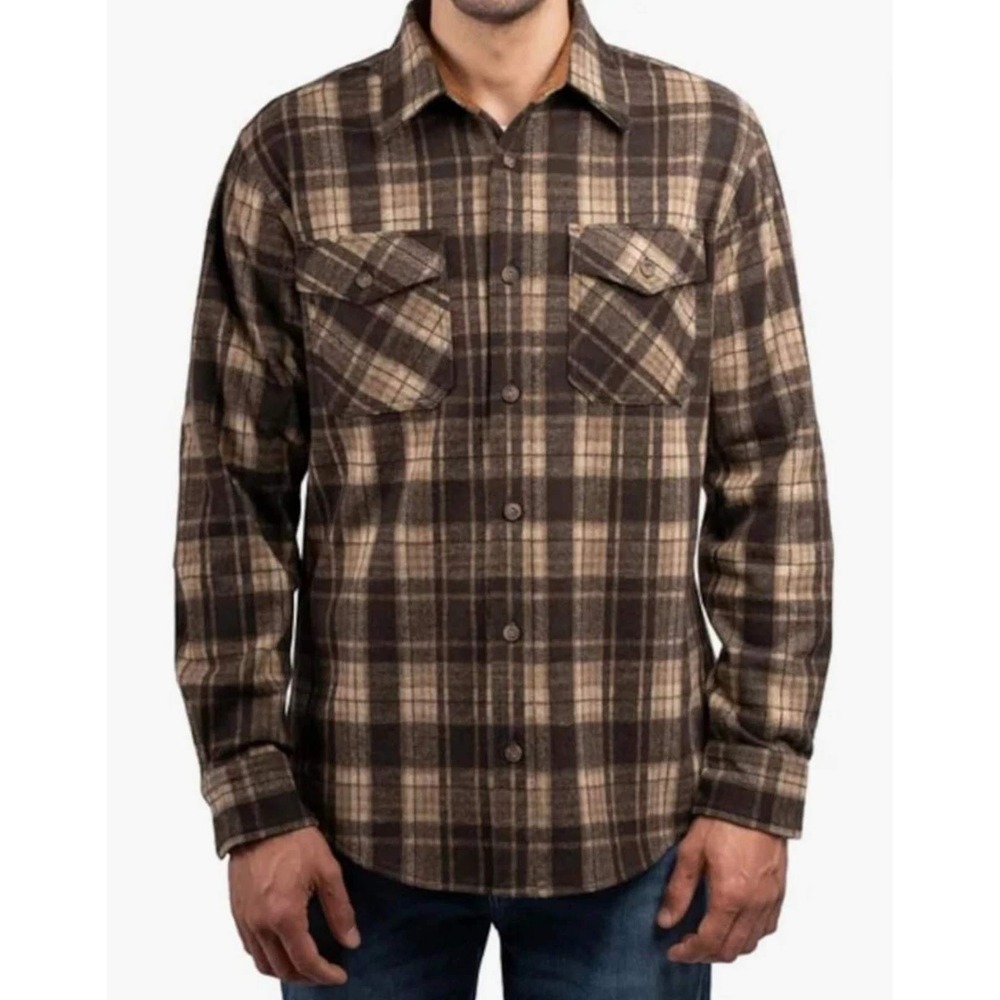 NEW Jachs New York Men's 3XL Plaid Flannel Shirt Jacket Brown Beige